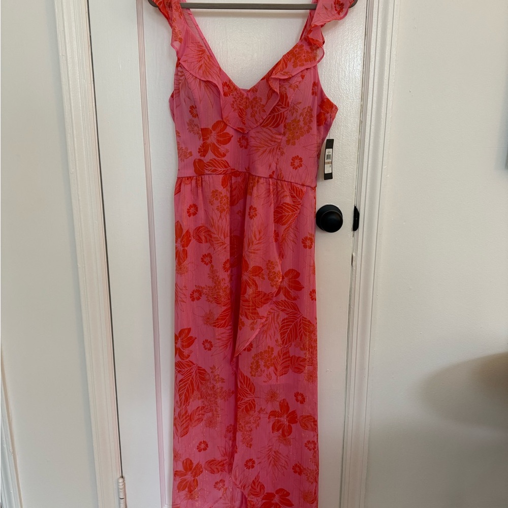 Pink and Orange Floral Maxi Dress
